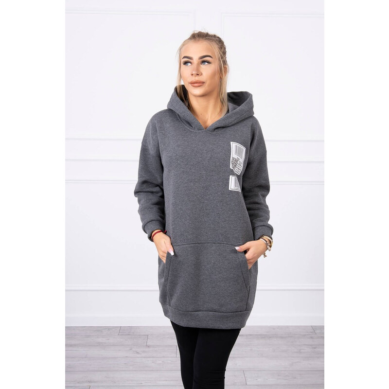 MladaModa Prodloužená mikina s kapucí a klokaní kapsou model 9147 64545998