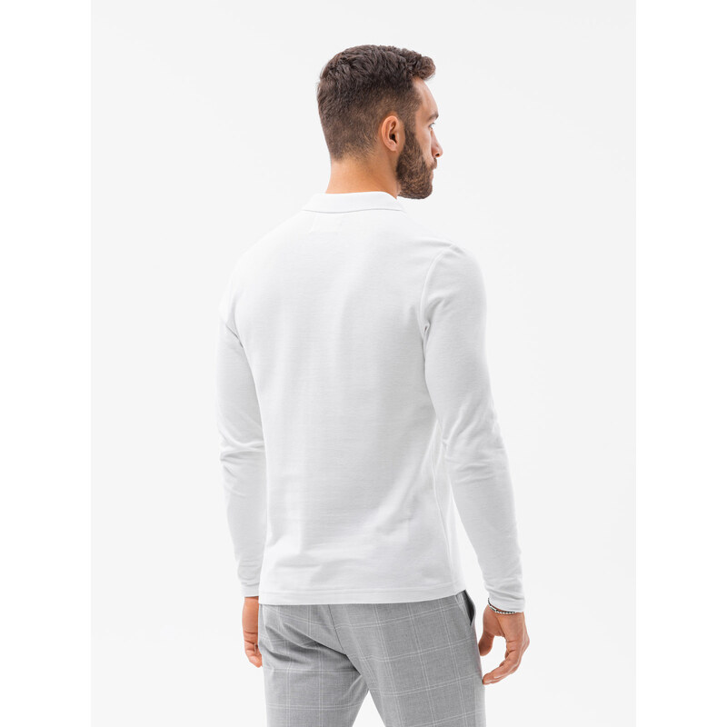 EDOTI Pánská tričko s dlouhým rukávem bez potisku L132 - bílá V1