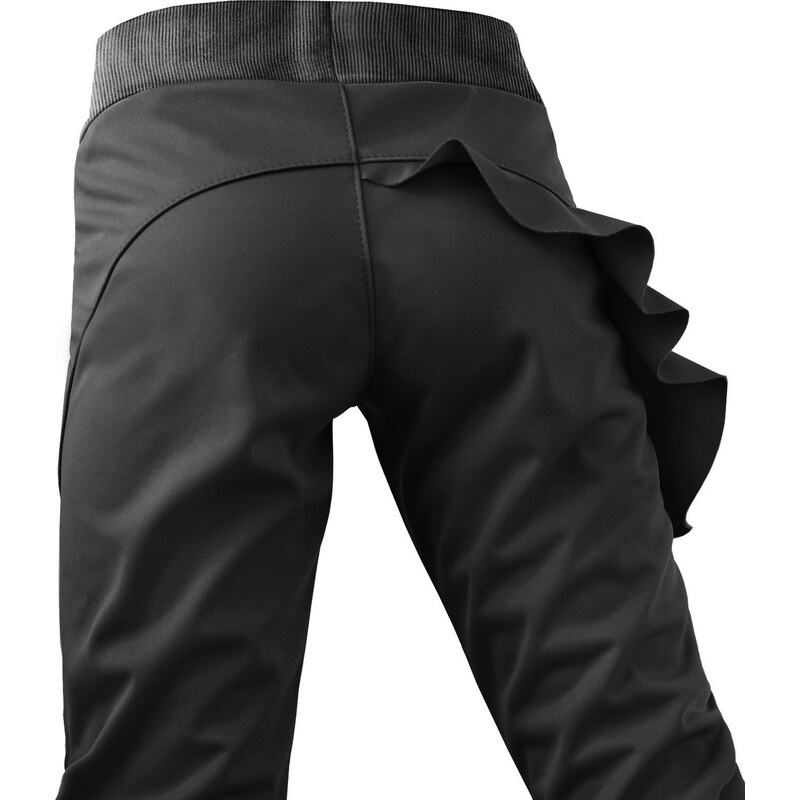 Dětské softshellové kalhoty s fleecem UNUO Fantasy pružné, Černá