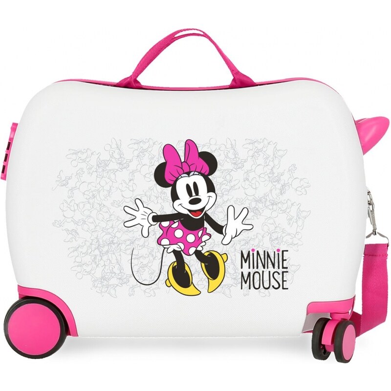 JOUMMABAGS Dětský kufřík na kolečkách Minnie Mouse, bílá