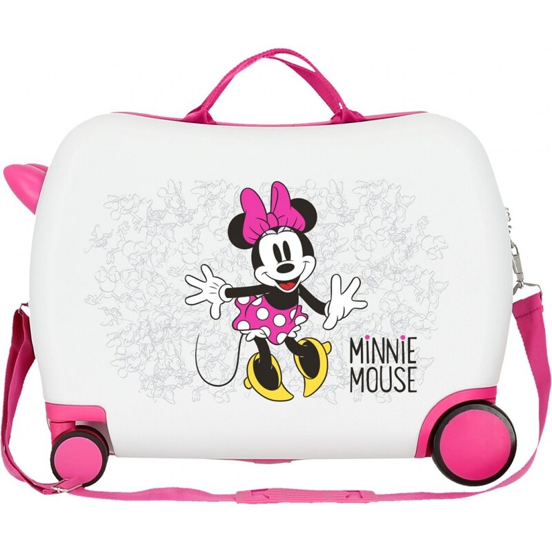 JOUMMABAGS Dětský kufřík na kolečkách Minnie Mouse, bílá