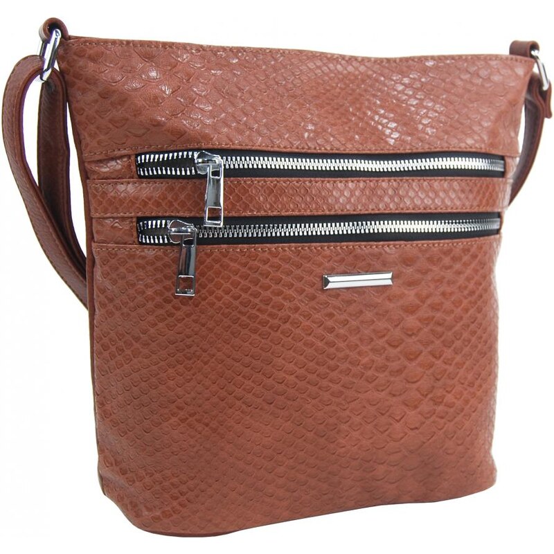 NEW BERRY Hnědá crossbody dámská kabelka v kroko designu 63783256