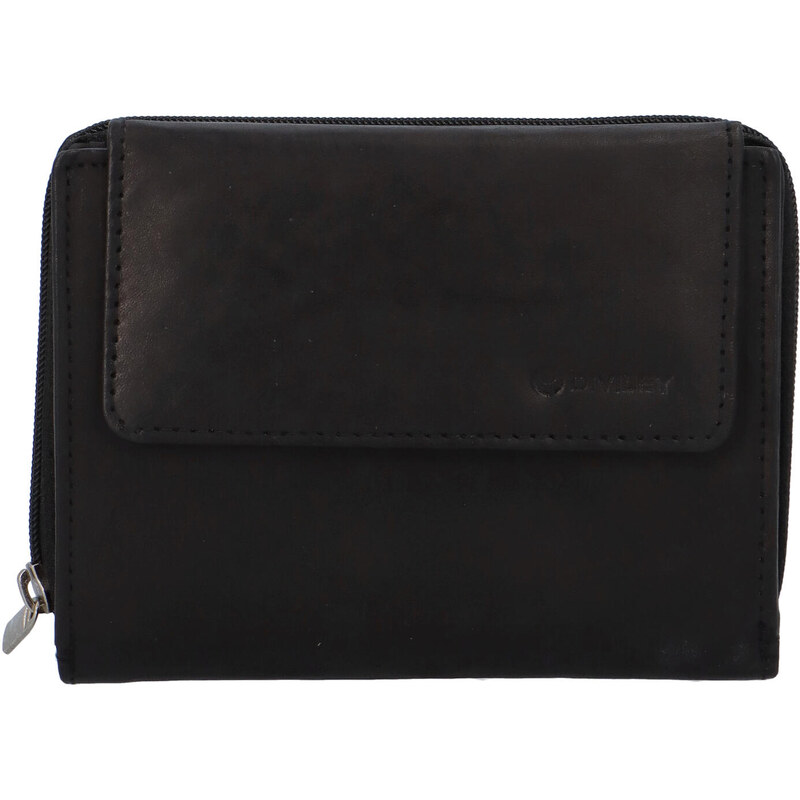 Dámská rozkládací kožená peněženka černá - Diviley M4200 černá