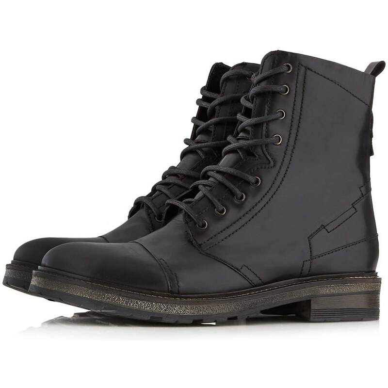 Topman Dune Stitch Detail Lace Up Military Boots*