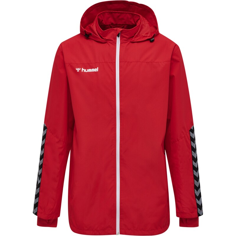 Hummel Sportovní bunda Authentic šedá / červená / černá / bílá