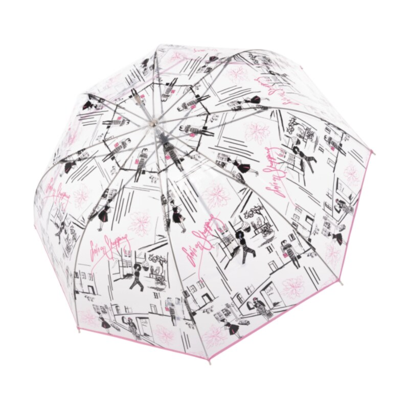 Doppler dámský holový vystřelovací deštník Long Fiber Transparent St.Tropez růžový
