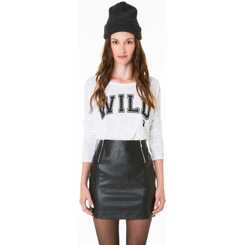 Tally Weijl White Burnout "Wild" Print Top