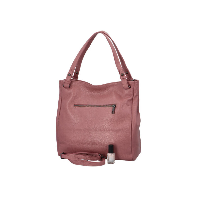 Dámská kožená kabelka přes rameno tmavě růžová - ItalY Neprolis růžová