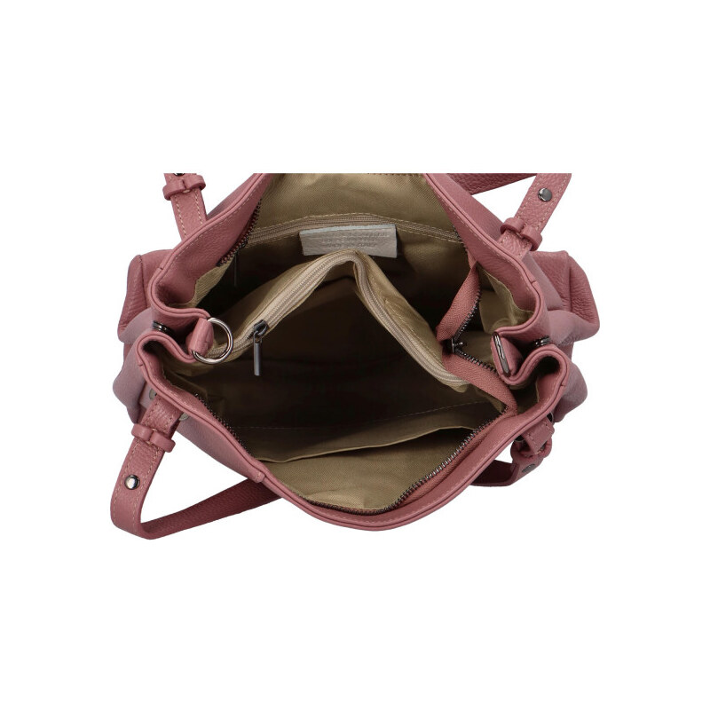 Dámská kožená kabelka přes rameno tmavě růžová - ItalY Neprolis růžová