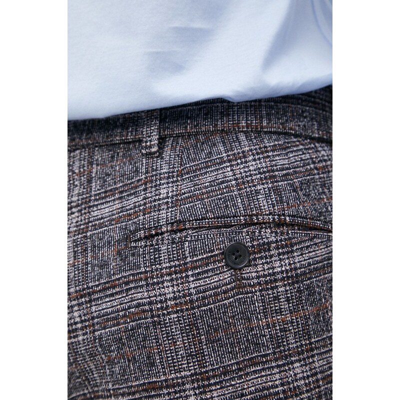 Kalhoty s příměsí vlny Tommy Hilfiger pánské, černá barva, přiléhavé