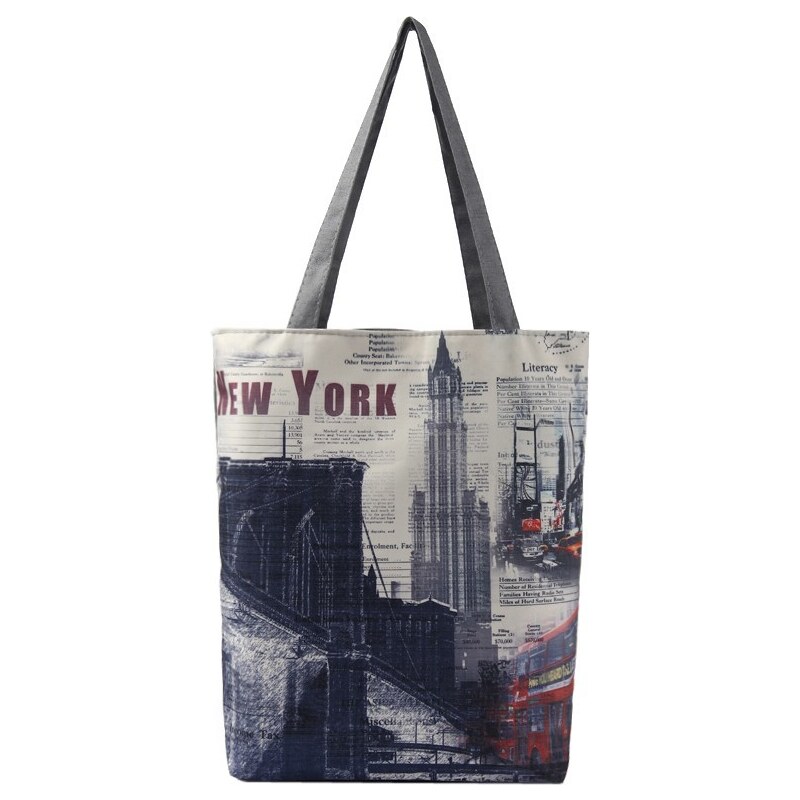 Kaytie Wu Nákupní taška s potiskem New York krémová