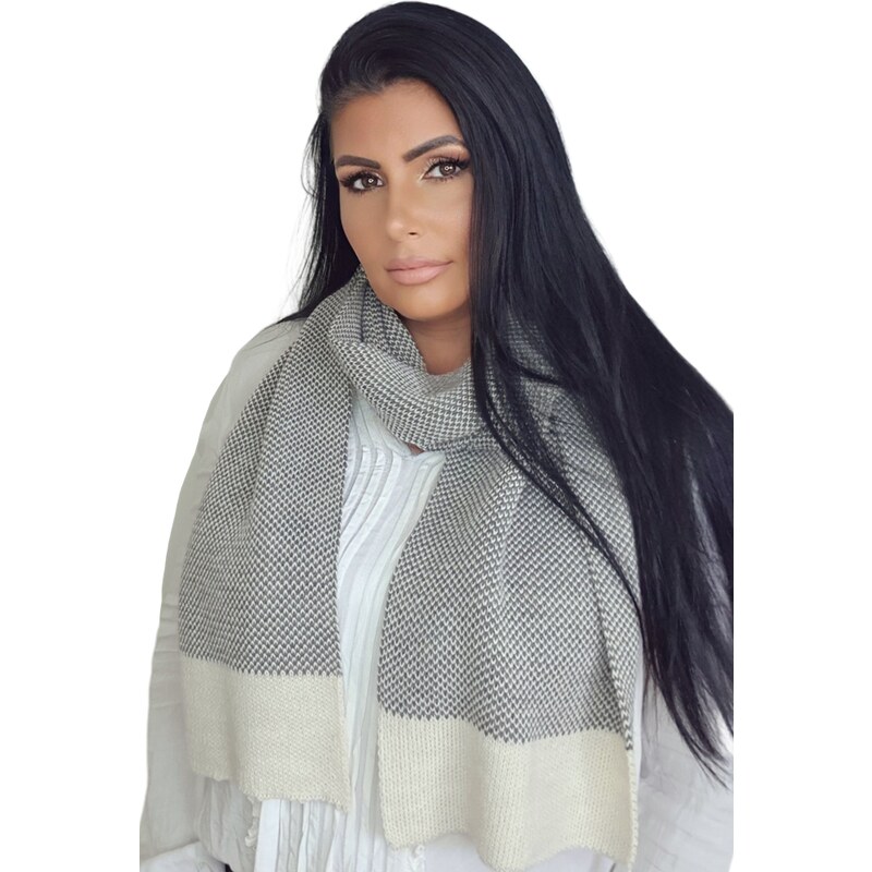Dámská šála MEGAN šedá-béžová - Kamea 76468431