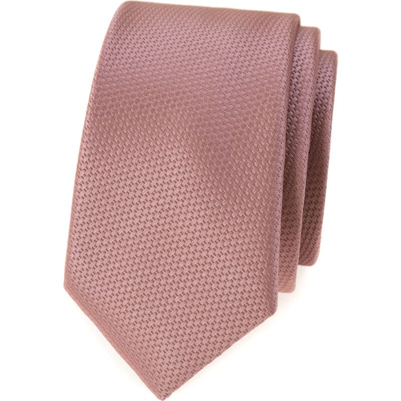Avantgard Pudrová luxusní pánská slim kravata s vroubkovanou strukturou