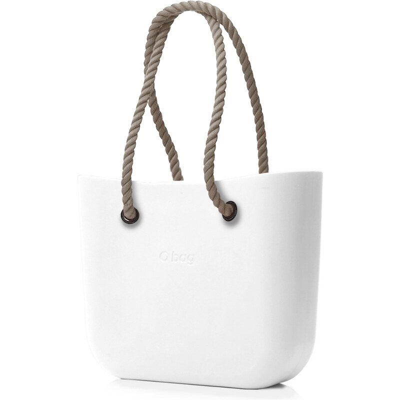 O bag bílé kabelka Bianco s dlouhými provazy natural