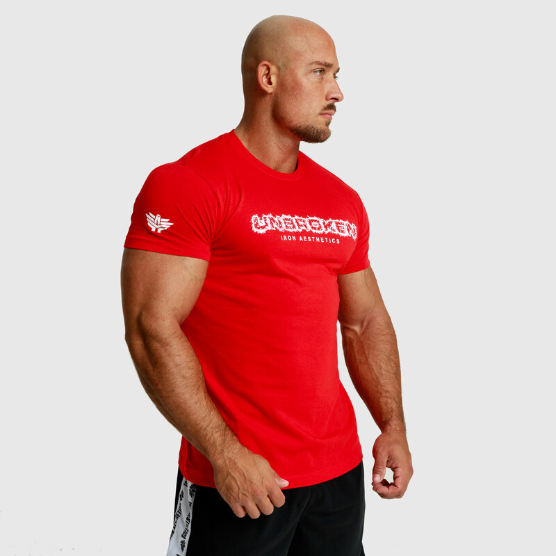 Pánské fitness tričko Iron Aesthetics Unbroken, červené