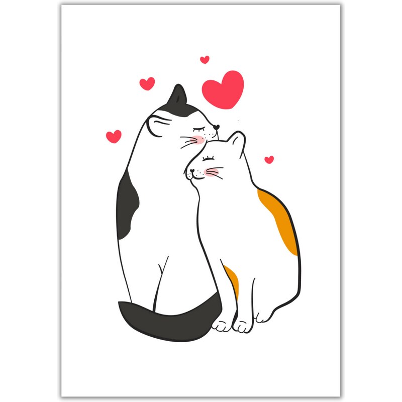 Blahopřání se zamilovanými kočkami