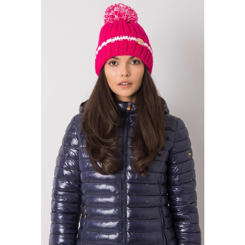 MladaModa Dámská čepice s bambulí model 3592 fuchsiová 63908177