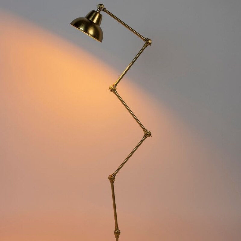 White Label Zlatá kovová stojací lampa WLL Xavi 154 cm
