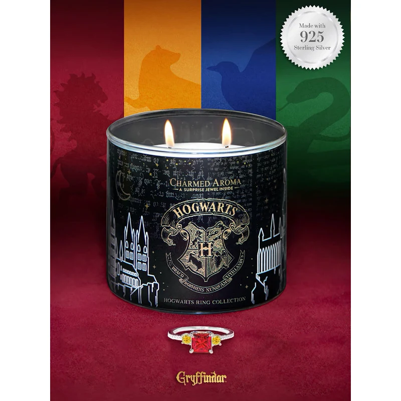 Charmed Aroma Vonná svíčka Harry Potter - Nebelvír (+stříbrný prsten) 350g  - GLAMI.cz
