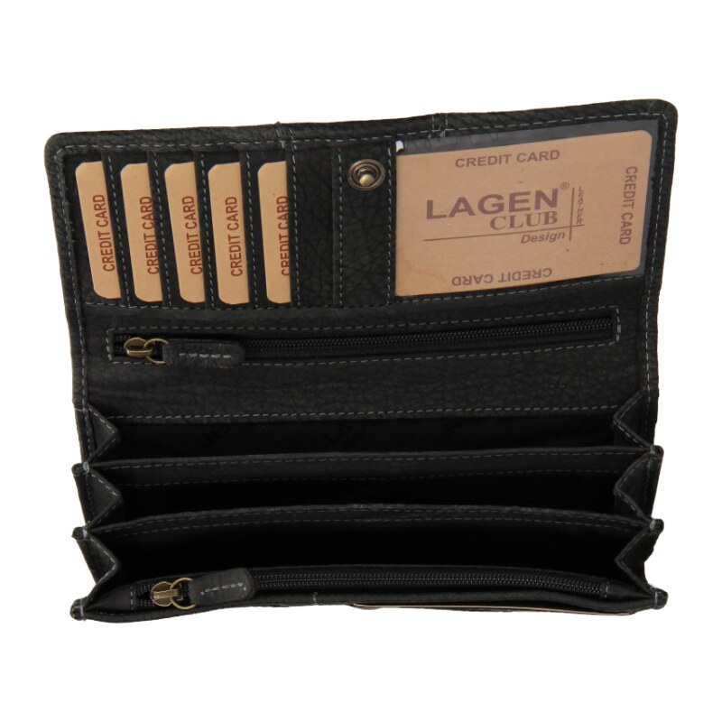 Lagen peněženka dámská kožená černá/šedá