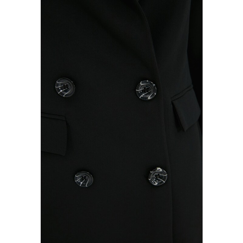 Trendyol Black Regular Lined Blazer with Buttons