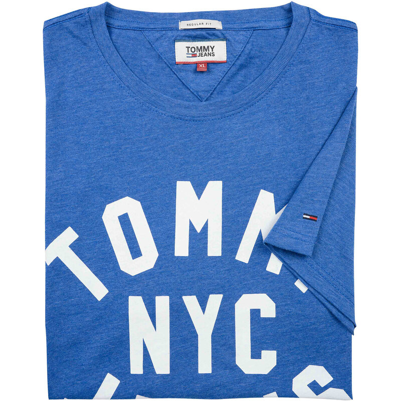 Pánské modré tričko Tommy Hilfiger s velkým potiskem