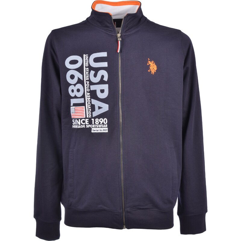 U.S. POLO ASSN. Mikina námořnická modř / světlemodrá / oranžová