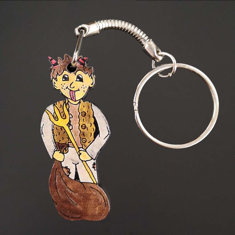 AMADEA Dřevěná klíčenka čert, 4 cm 63957500