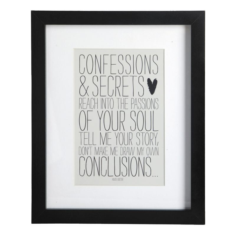 House Doctor Obraz s rámem Confessions, 23x28 cm