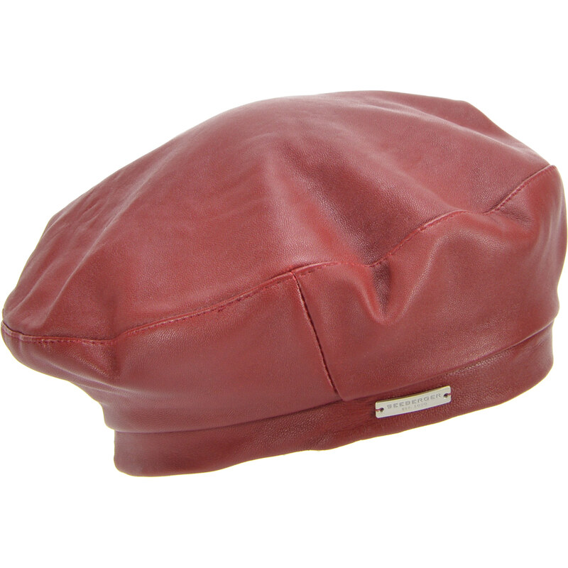 SEEBERGER Kožený bordó baret - Basque Leather