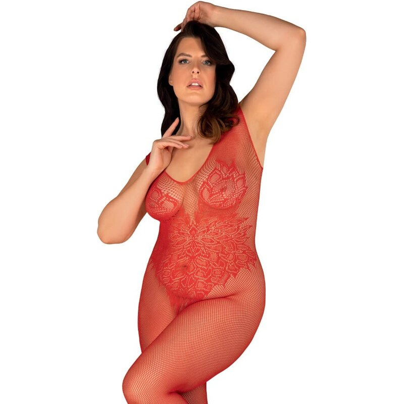 Žhavé body N112 bodystocking red XL/XXL - Obsessive 113503120