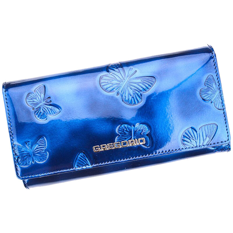 Gregorio Kožená modrá dámská peněženka s motýly v dárkové krabičce