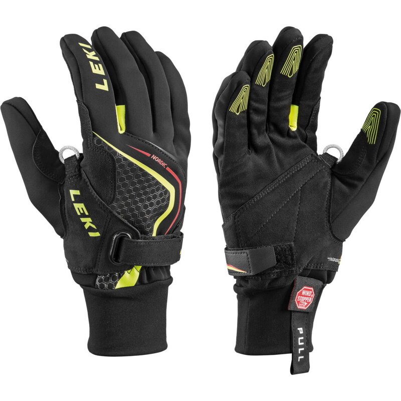 Rukavice na běžky Leki Nordic Race Shark Velikost: 6 black/yellow/red