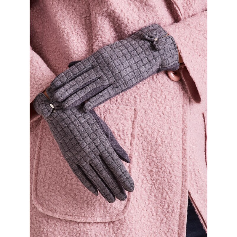 Fashionhunters Tmavě šedé kostkované dámské rukavice
