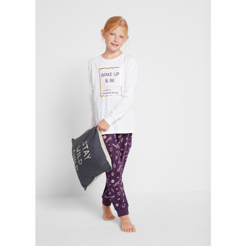 bonprix Dívčí pyžamo (2dílná souprava) Fialová