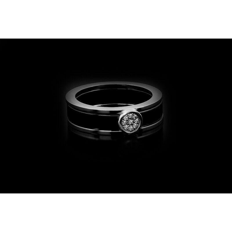 Dámský prsten v černém provedení ocel se šperkařskou keramikou | DG Šperky