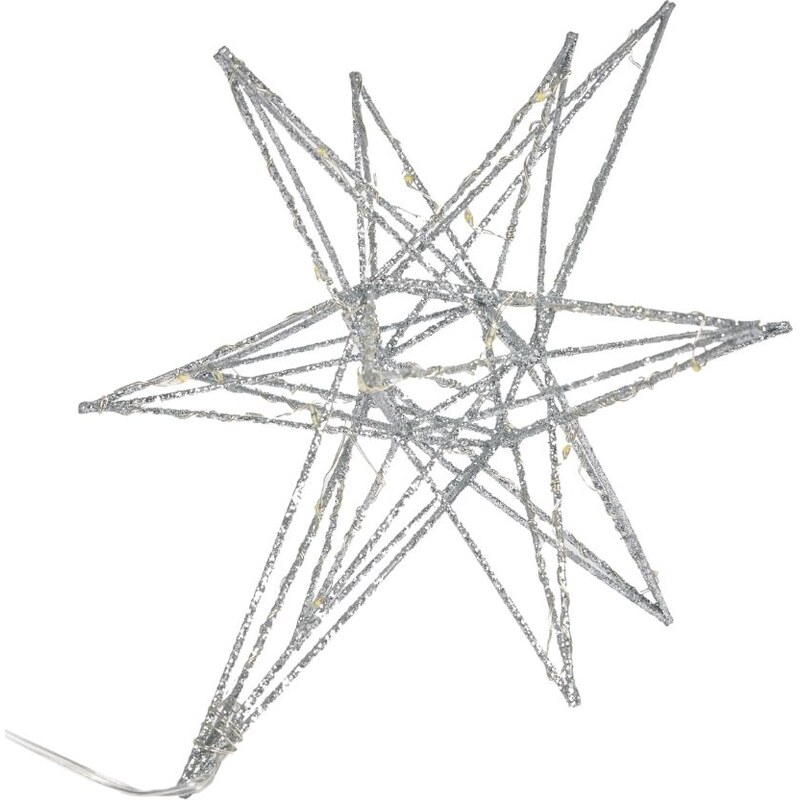 Malá stříbrná vánoční světelná dekorace ve tvaru hvězdy Kave Home Nicoletta
