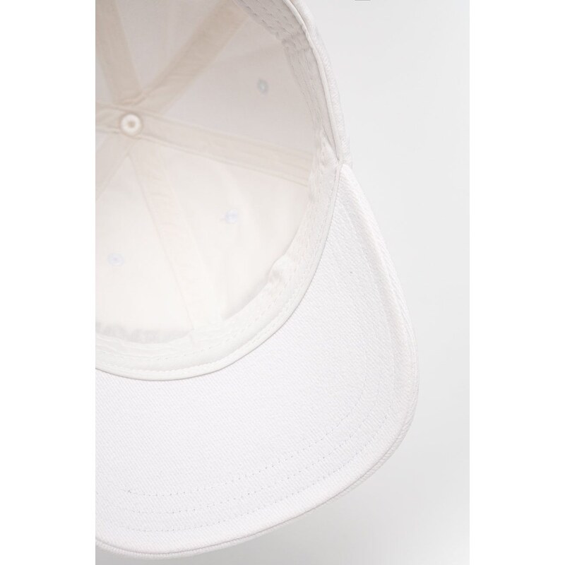 Bavlněná čepice Emporio Armani bílá barva, s aplikací