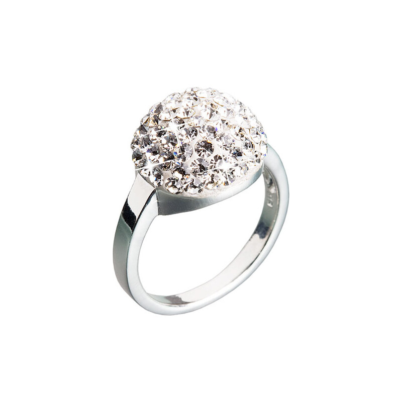 Stříbrný prsten s krystaly bílá boule 735013.11 crystal