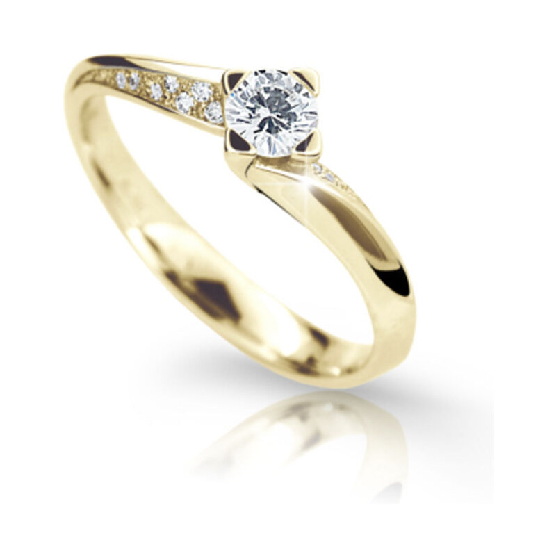 Danfil Zlatý zásnubní prsten DF 2101, žluté zlato, s briliantem 46