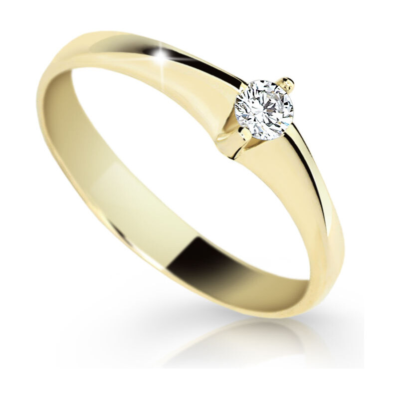 Danfil Zlatý zásnubní prsten DF 1956, žluté zlato, s briliantem 46