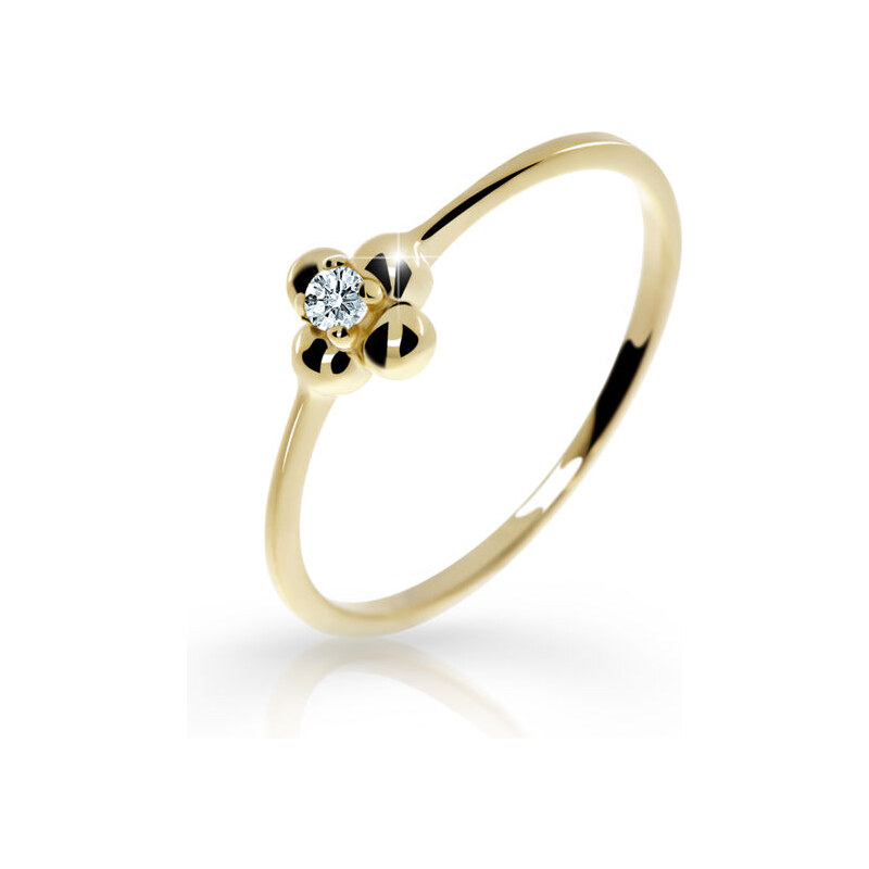 Danfil Zlatý zásnubní prsten DF 2932, žluté zlato, s briliantem 46