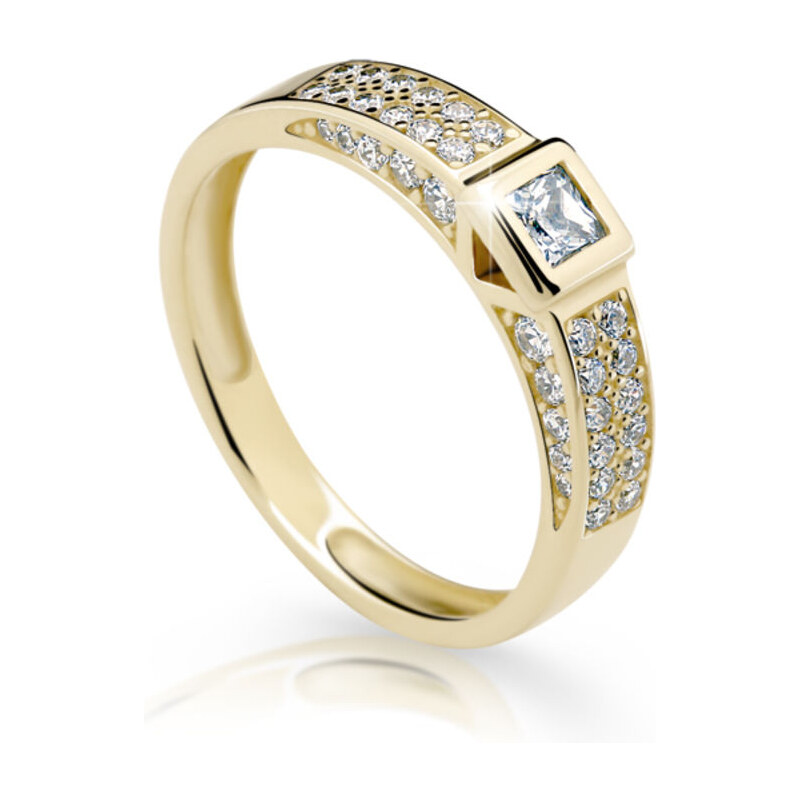 Danfil Zlatý zásnubní prsten DF 2361, žluté zlato, s briliantem 46