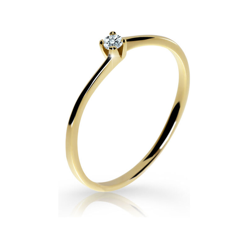 Danfil Zlatý zásnubní prsten DF 2943, žluté zlato, s briliantem 46