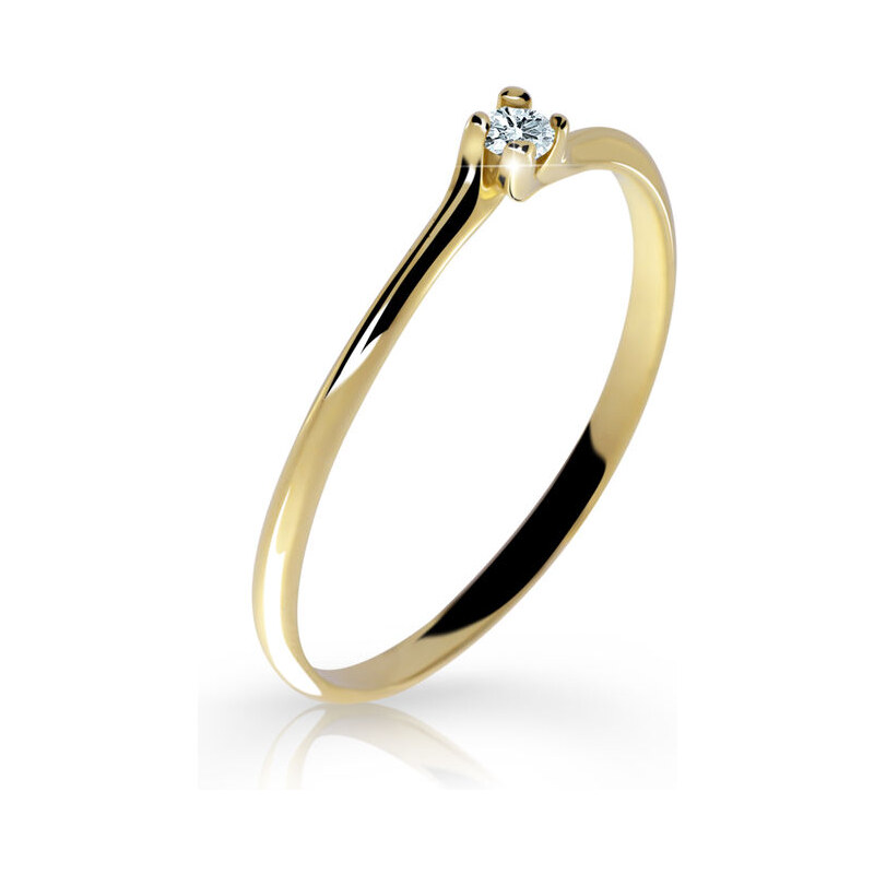 Danfil Zlatý zásnubní prsten DF 2948, žluté zlato, s briliantem 46