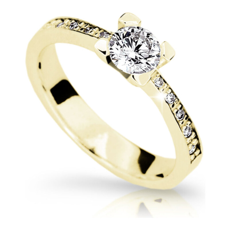 Danfil Zlatý zásnubní prsten DF 1961, žluté zlato, s diamantem 46