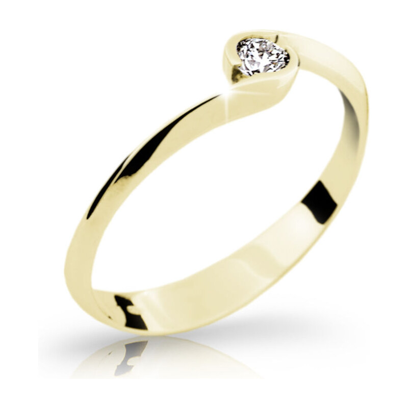 Danfil Zlatý zásnubní prsten DF 1914, žluté zlato, s briliantem 46