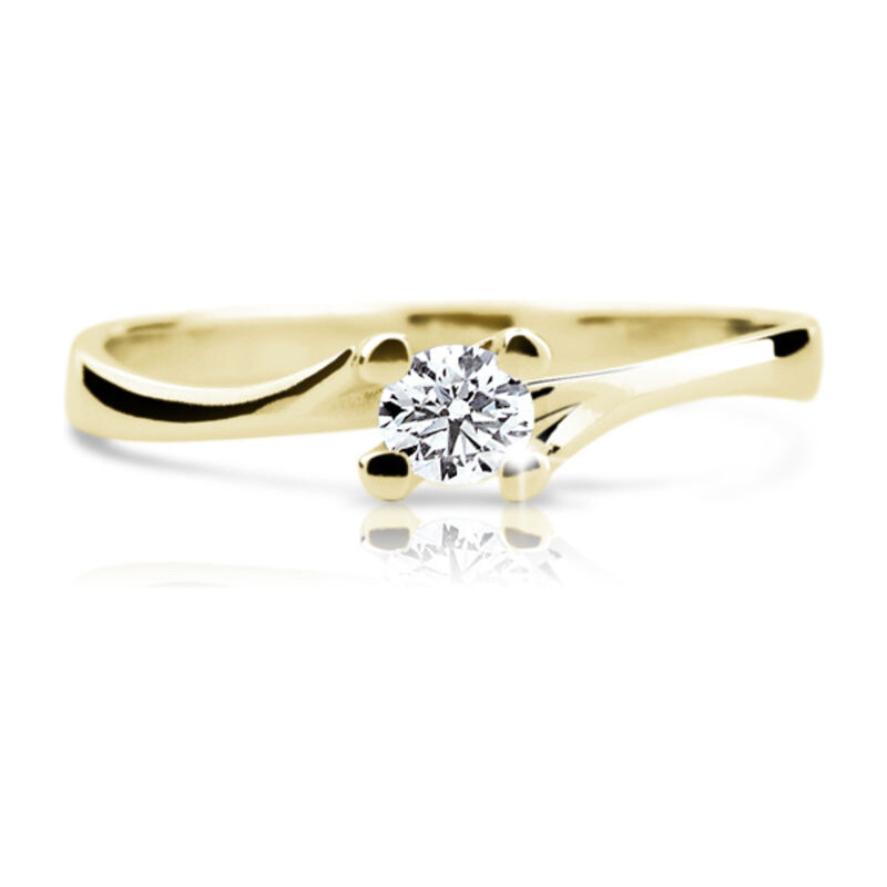Danfil Zlatý zásnubní prsten DF 1855, žluté zlato, s briliantem 46