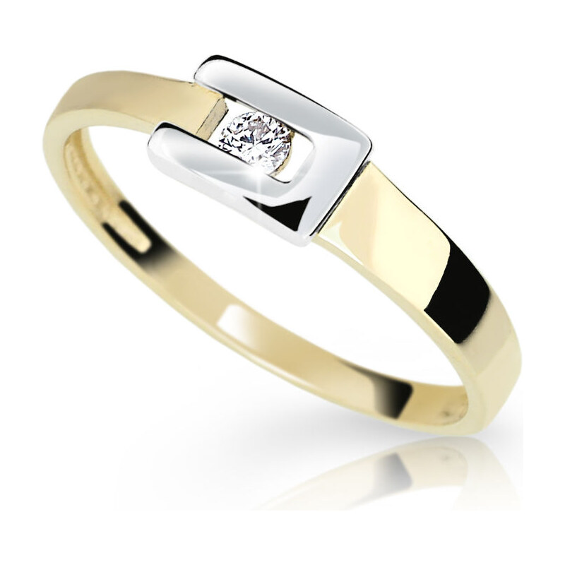Danfil Zlatý dámský prsten DF 2039 ze žlutého zlata, s briliantem 46