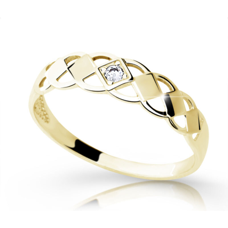 Danfil Zlatý prsten DF 1912 ze žlutého zlata, s briliantem 46